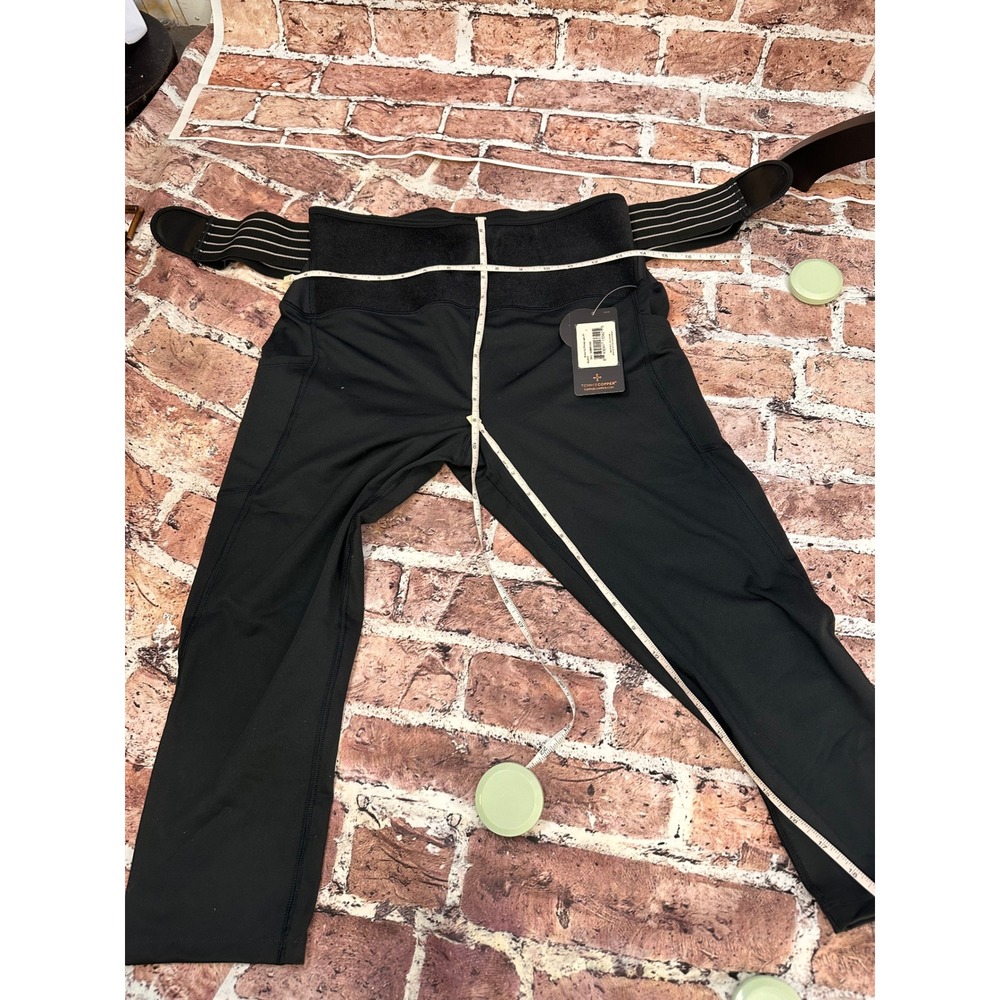 Tommie Copper Women Adj 2Pockets Capris 19" Black Compression Leggings - Picture 12 of 16